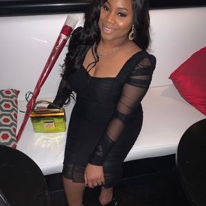 Black ruched midi dress